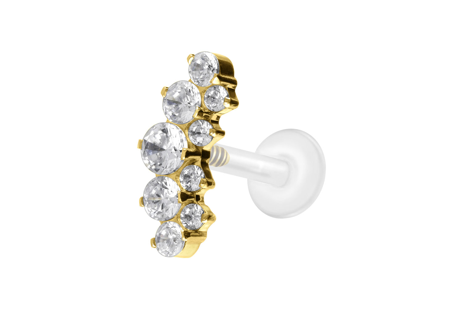 PTFE Labret Piercing mit Innengewinde + Titan-Aufsatz KRISTALLBOGEN